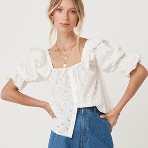 Spell Bo Prairie Blouse White Size M New with Tags